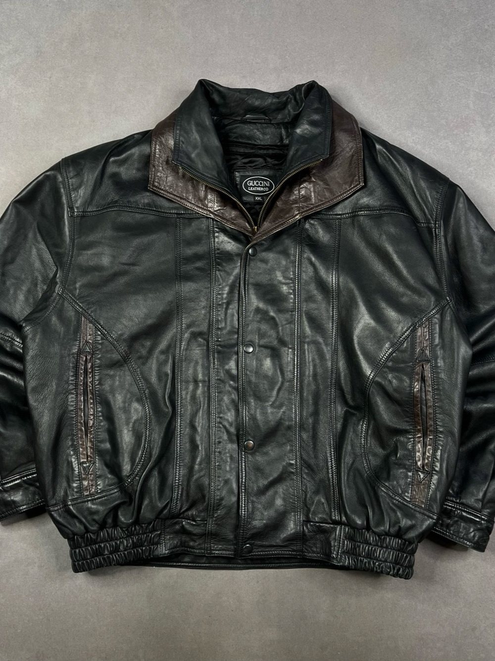 Guccini Leather Jacket Black & Brown XXL
